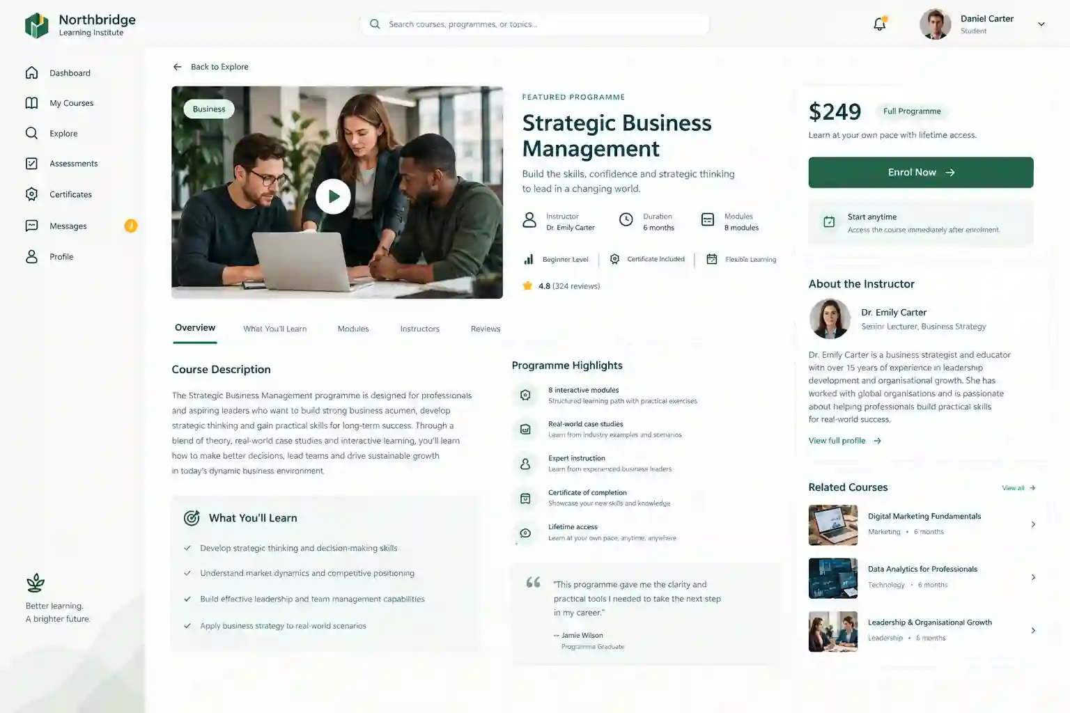 Northbridge Learning Institute project screenshot 3