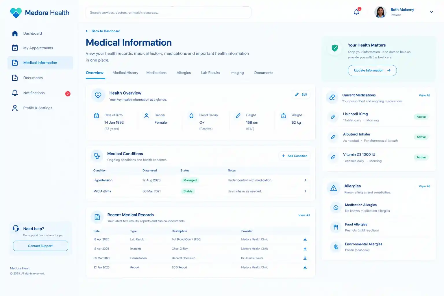 Medora Health project screenshot 7